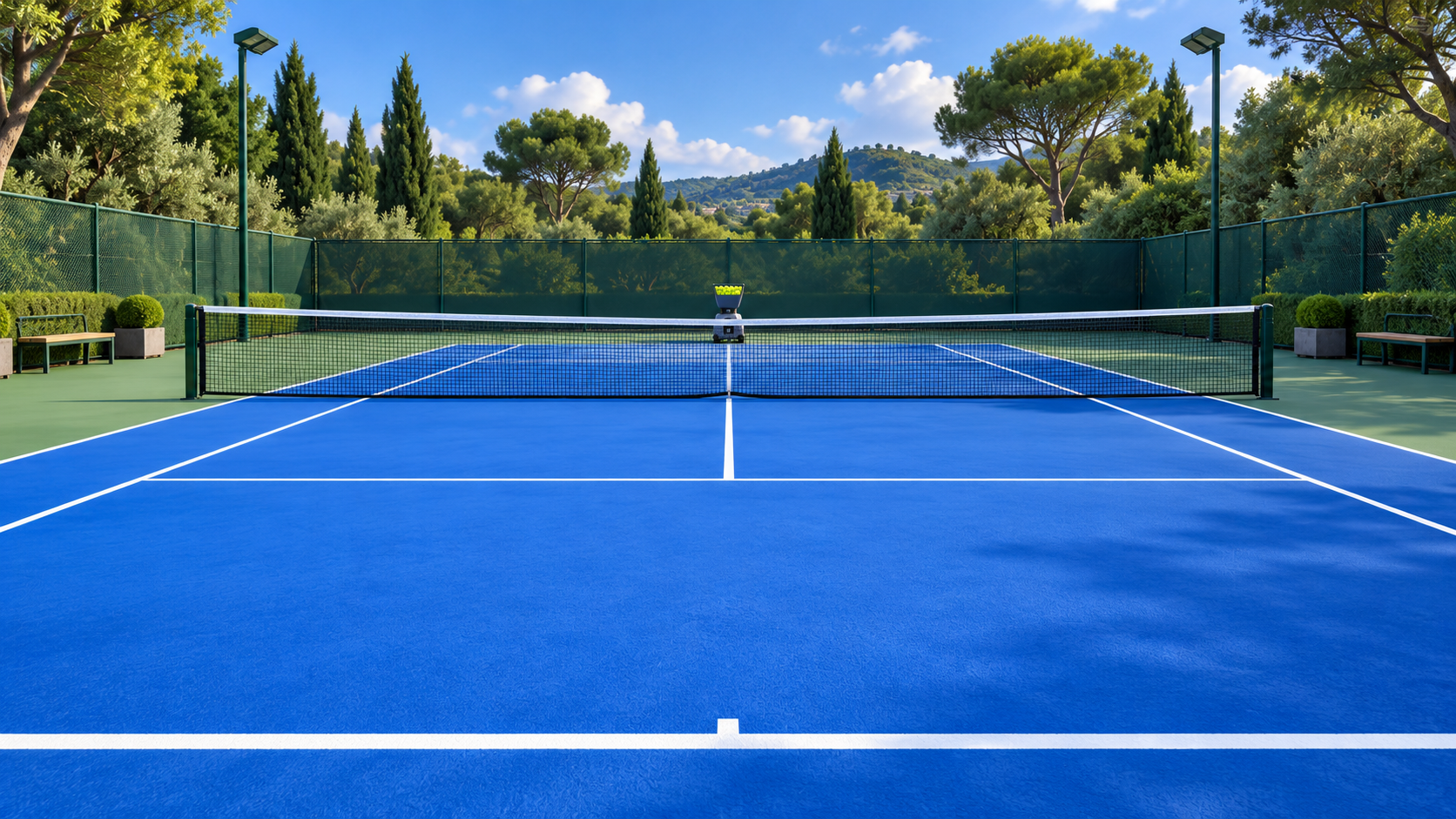 The blue tennis court in Return Challenge